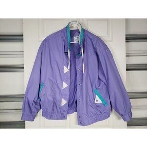 Casual Club All Around the World VINTAGE Windbreaker Jacket purple & Aqua Large